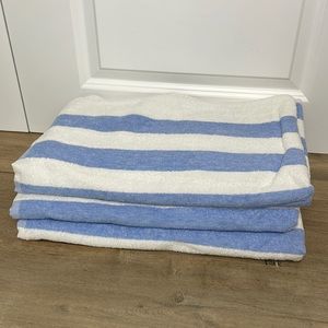 Fun 3 New Blue and White Striped Fiber Tone Cabana Towels by 1888 Mills
